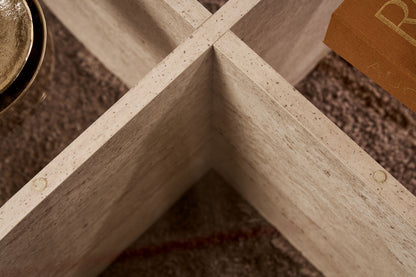 Τραπεζάκι Σαλονιού Travertine - Διάφανο 75 x 75 x 35 εκ GR668NRD1106