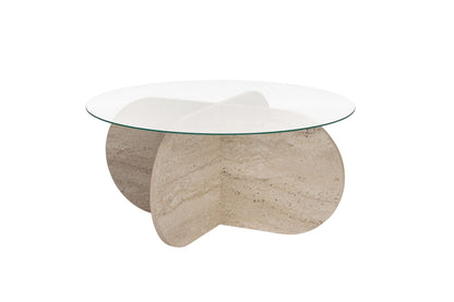 Τραπεζάκι Σαλονιού Travertine - Διάφανο 75 x 75 x 35 εκ GR668NRD1106