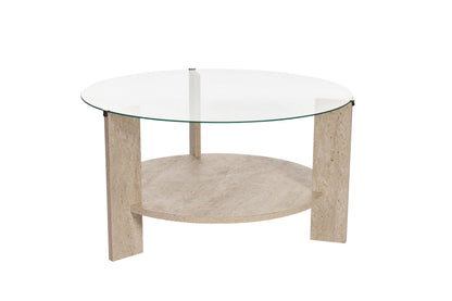 Τραπεζάκι Σαλονιού Travertine - Διάφανο 75 x 75 x 40 εκ GR668NRD1112