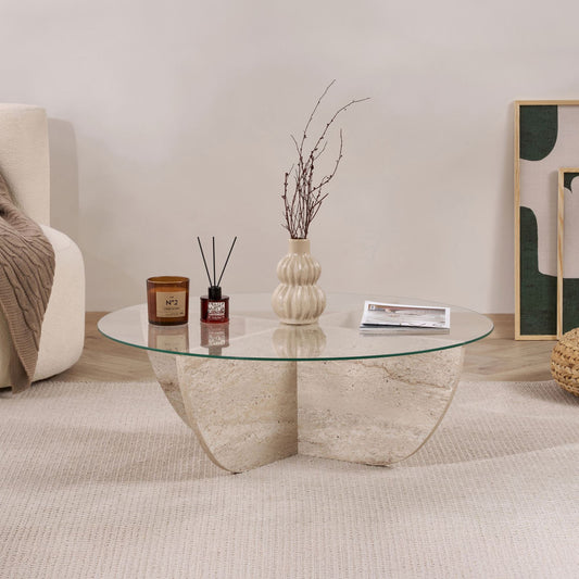 Τραπεζάκι Σαλονιού Travertine 90 x 90 x 30 εκ GR668NRD1125