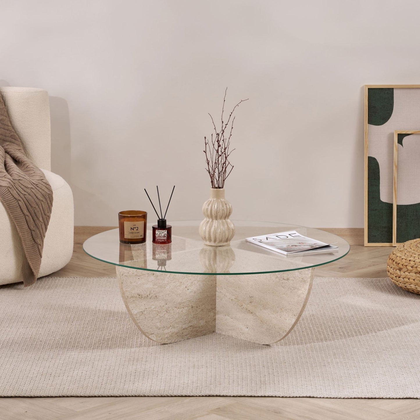 Τραπεζάκι Σαλονιού Travertine 90 x 90 x 30 εκ GR668NRD1125