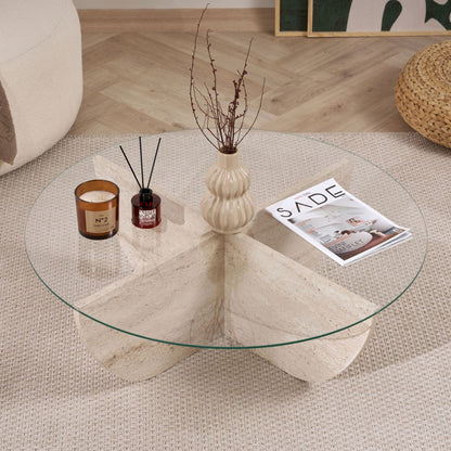 Τραπεζάκι Σαλονιού Travertine 90 x 90 x 30 εκ GR668NRD1125