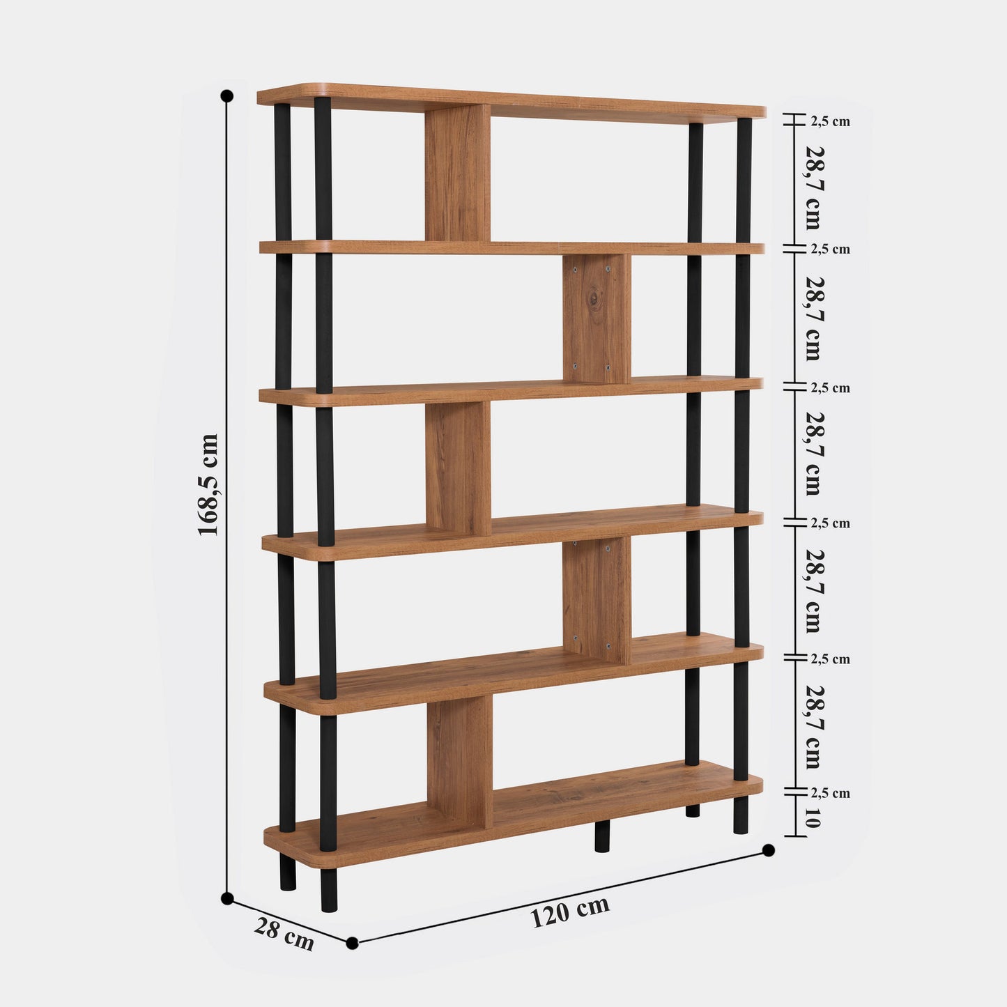 Βιβλιοθήκη 120 × 28 × 168,5 εκ. Μαύρο Atlantic Pine GR688DRA1208
