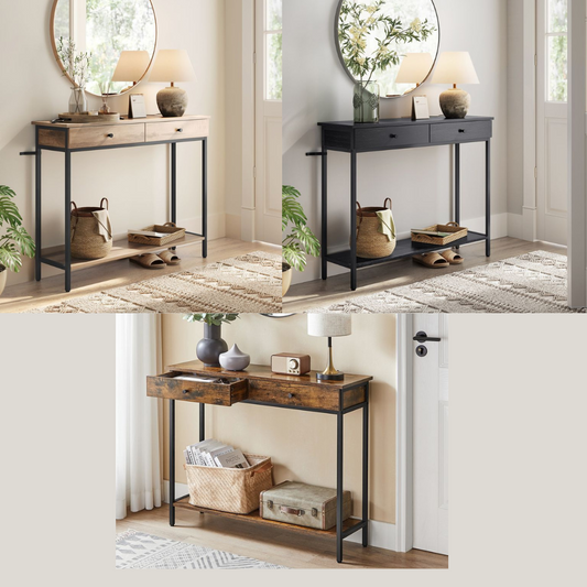 Console Table Entrance Coffee Table with Drawers brown-black LN-T015B01