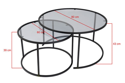 Τραπεζάκι Σαλονιού Set Μαύρο 15 x 15 x 39 εκ GR706CLN1141