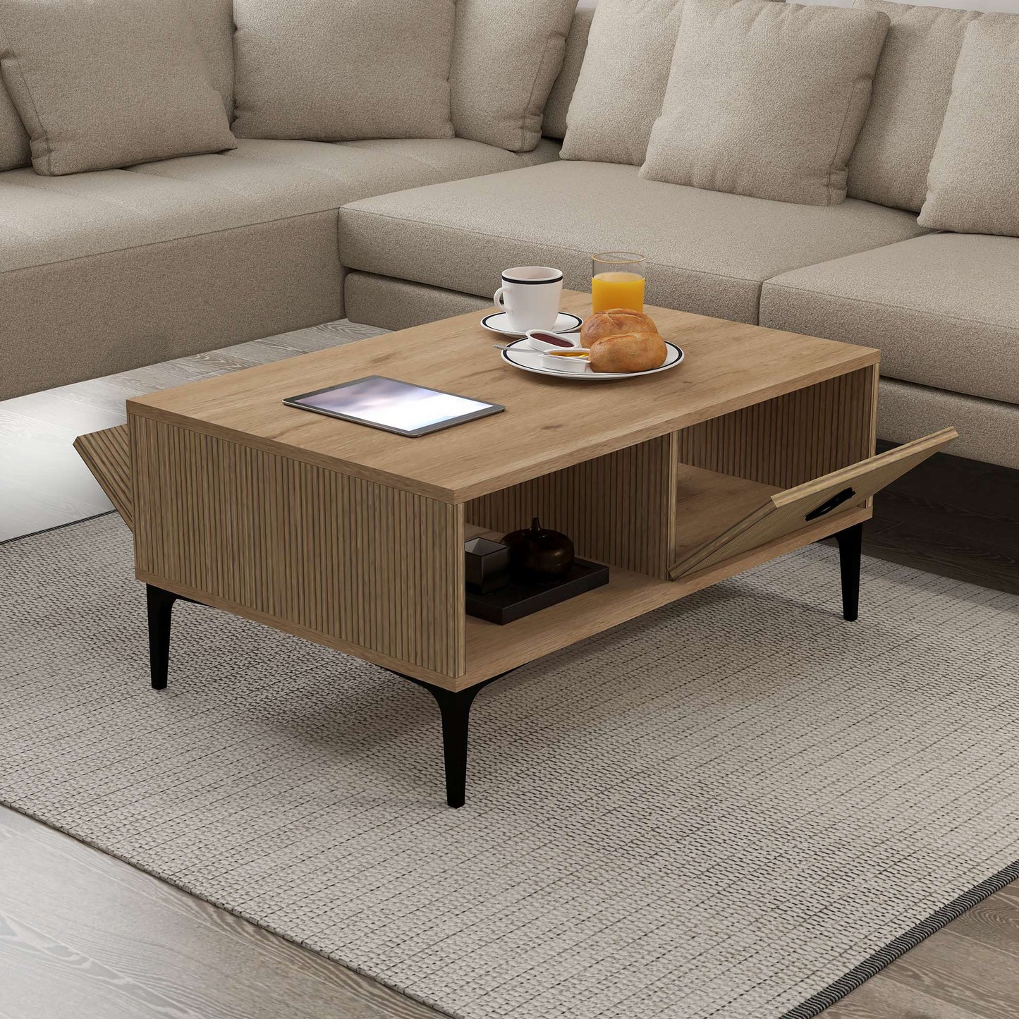 Τραπεζάκι Σαλονιού Δρυς Sapphire 90 x 60 x 18 εκ GR707DWL1104