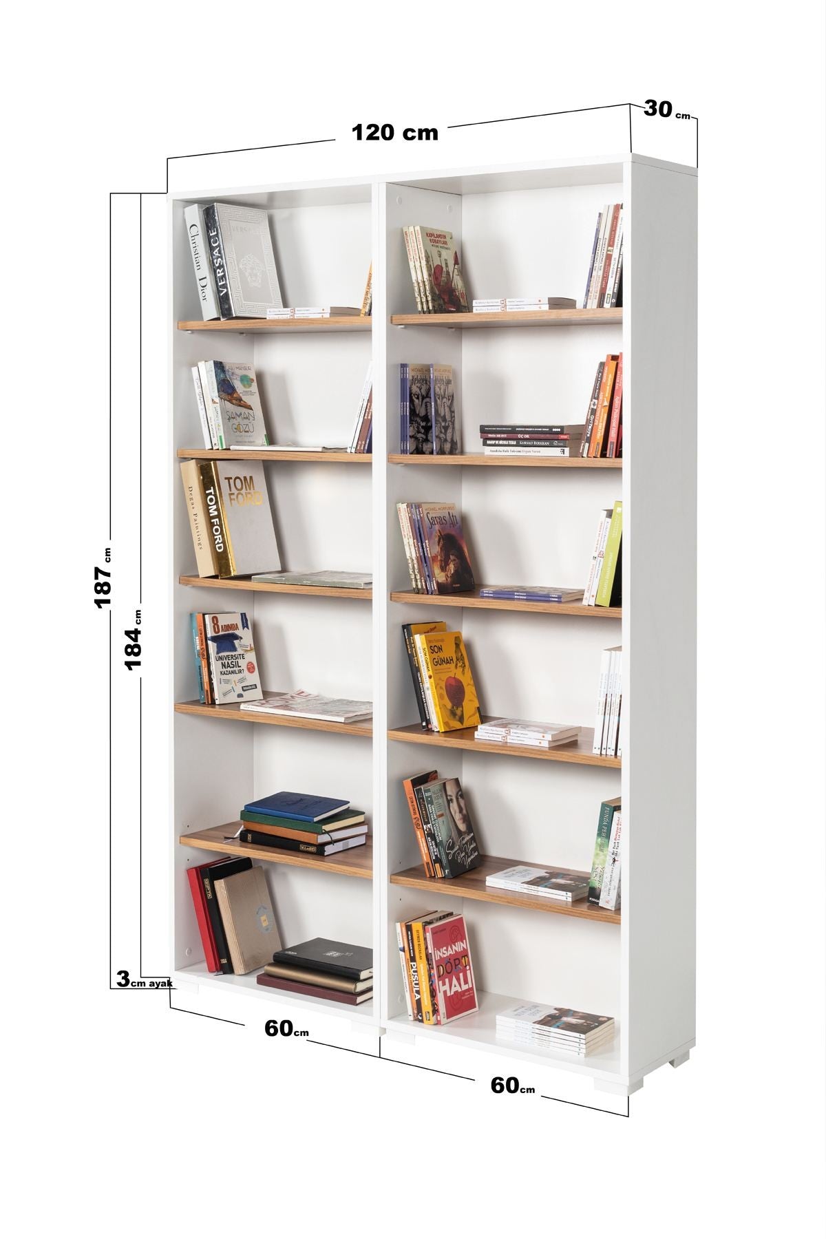 Βιβλιοθήκη Λευκό Καρυδί 120x2x30 εκ 707DWL1131