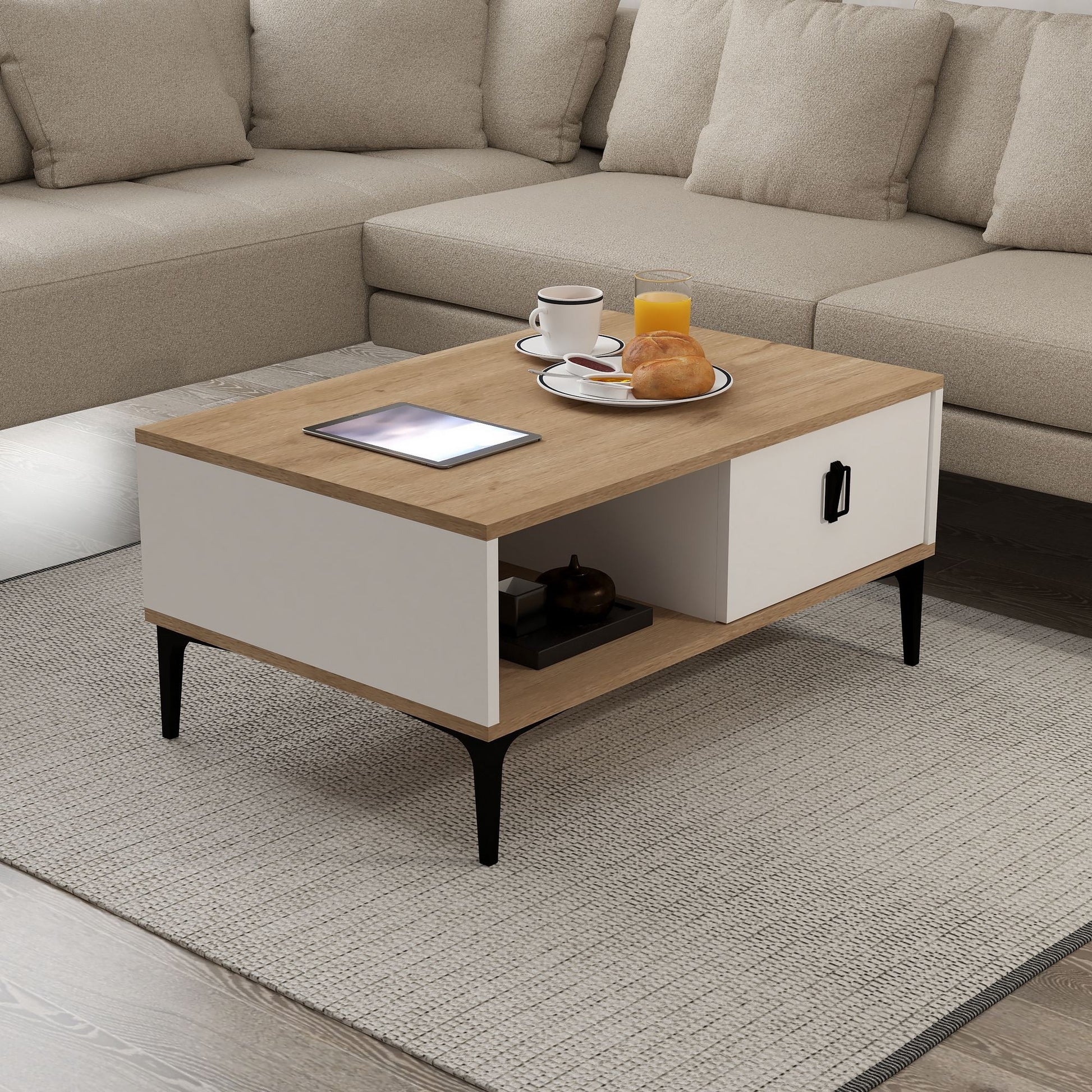 Τραπεζάκι Σαλονιού Δρυς Sapphire Λευκό 90 x 41,5 x 60 εκ. 707DWL1137