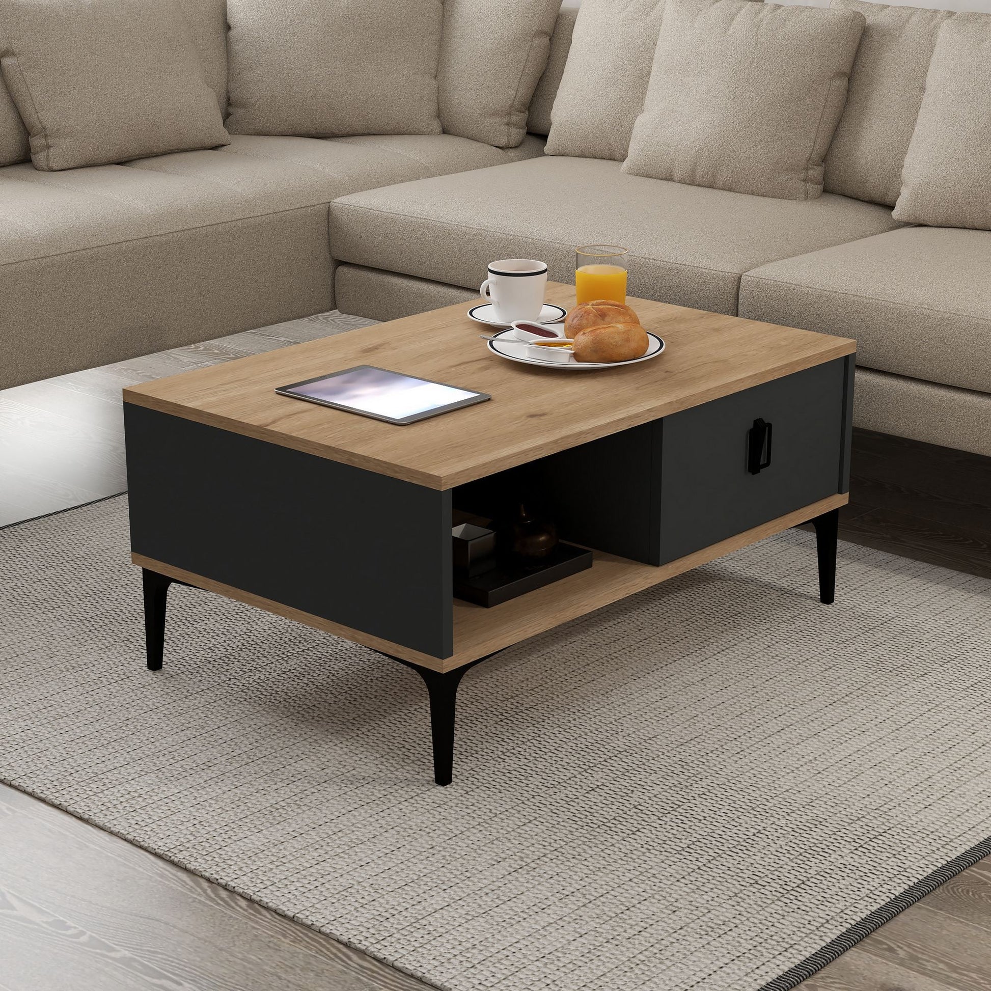 Τραπεζάκι Σαλονιού Δρυς Sapphire Ανθρακί 90 x 41,5 x 60 εκ. 707DWL1138