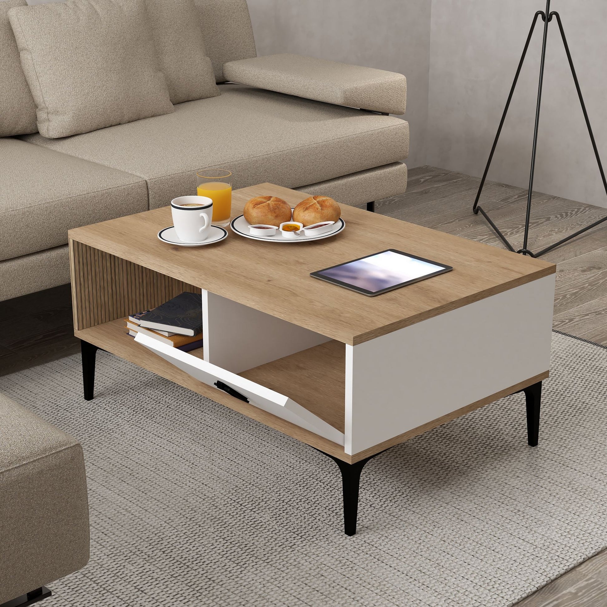 Τραπεζάκι Σαλονιού Δρυς Sapphire Λευκό 90 x 41,5 x 60 εκ. 707DWL1140