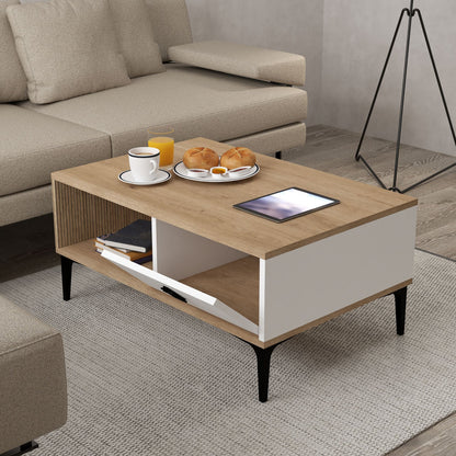 Τραπεζάκι Σαλονιού Δρυς Sapphire Λευκό 90 x 41,5 x 60 εκ. 707DWL1140