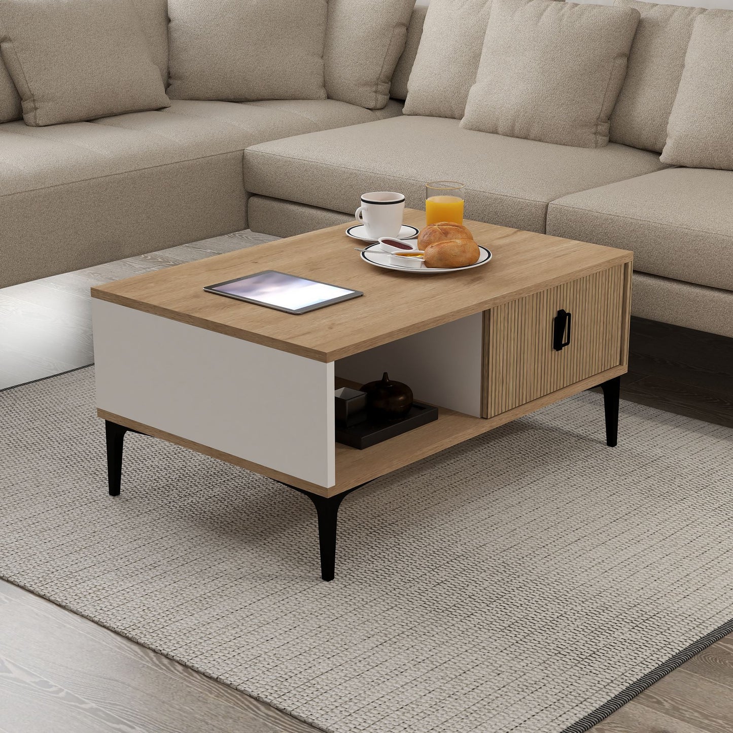 Τραπεζάκι Σαλονιού Δρυς Sapphire Λευκό 90 x 41,5 x 60 εκ. 707DWL1140