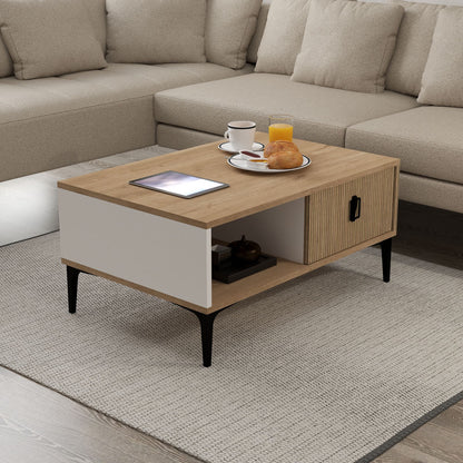 Τραπεζάκι Σαλονιού Δρυς Sapphire Λευκό 90 x 41,5 x 60 εκ. 707DWL1140