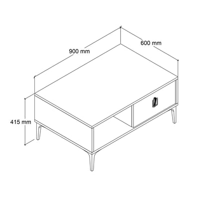 Τραπεζάκι Σαλονιού Δρυς Sapphire Λευκό 90 x 41,5 x 60 εκ. 707DWL1140