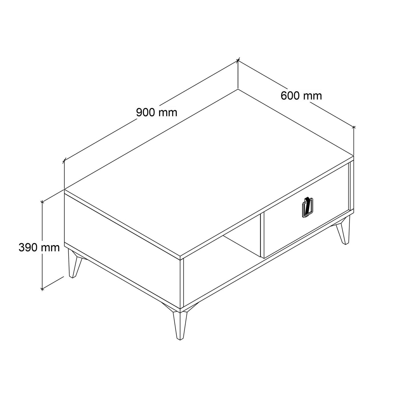 Τραπεζάκι Σαλονιού Δρυς Sapphire 90 x 41,5 x 60 εκ. 707DWL1141
