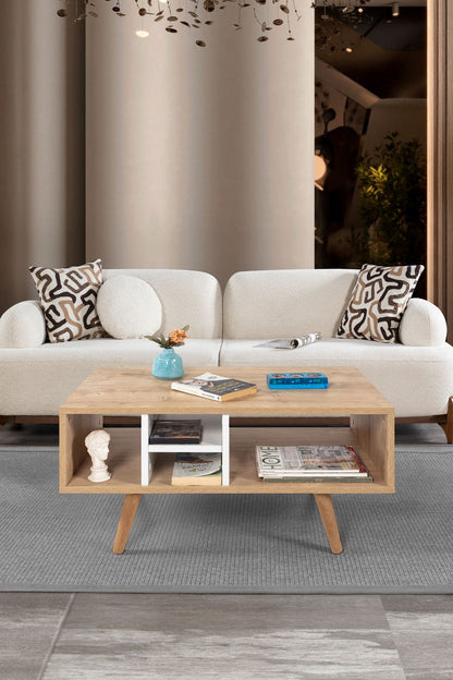 Τραπεζάκι Σαλονιού Δρυς Sapphire Λευκό 90 x 43 x 55 εκ. 707DWL1145