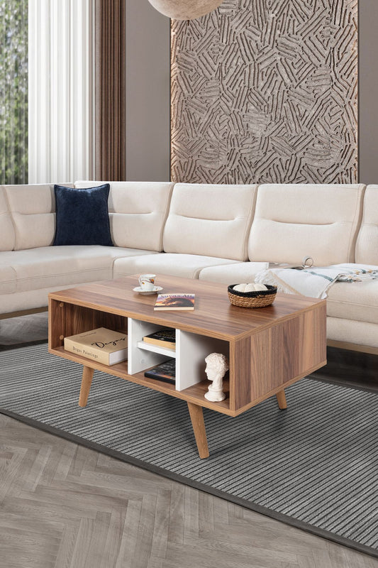 Τραπεζάκι Σαλονιού Καρυδιά Λευκό 90 x 43 x 55 εκ. 707DWL1147