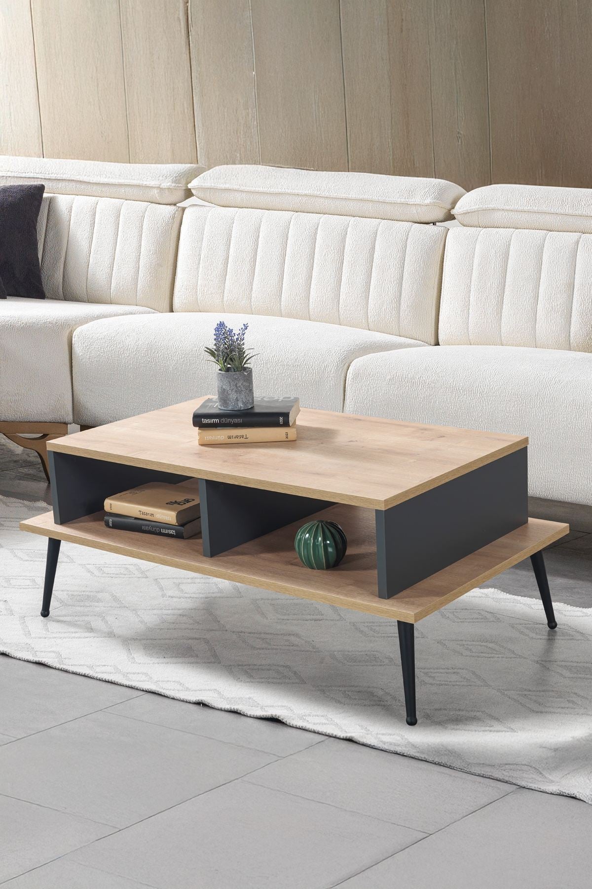 Τραπεζάκι Σαλονιού Δρυς Sapphire Ανθρακί 100 x 40 x 56 εκ. 707DWL1159