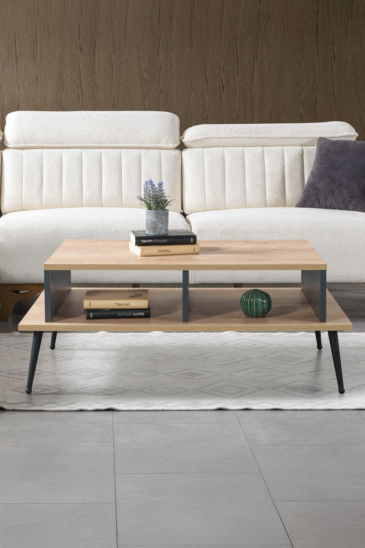 Τραπεζάκι Σαλονιού Δρυς Sapphire Ανθρακί 100 x 40 x 56 εκ. 707DWL1159