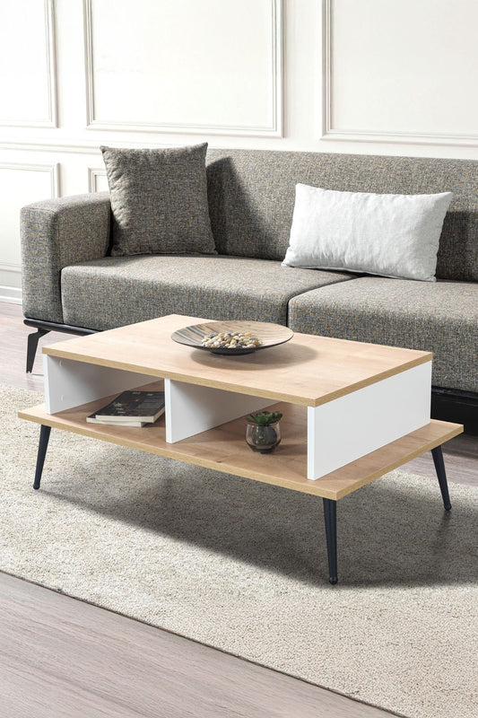 Τραπεζάκι Σαλονιού Δρυς Sapphire Λευκό 100 x 40 x 56 εκ. 707DWL1161