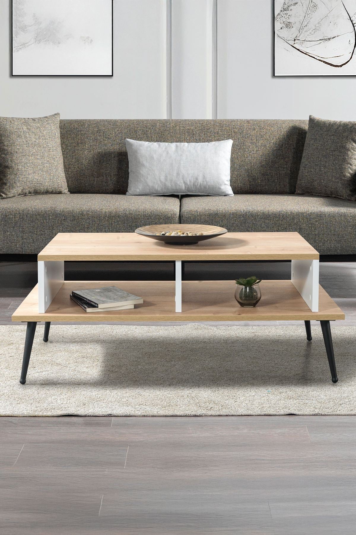 Τραπεζάκι Σαλονιού Δρυς Sapphire Λευκό 100 x 40 x 56 εκ. 707DWL1161