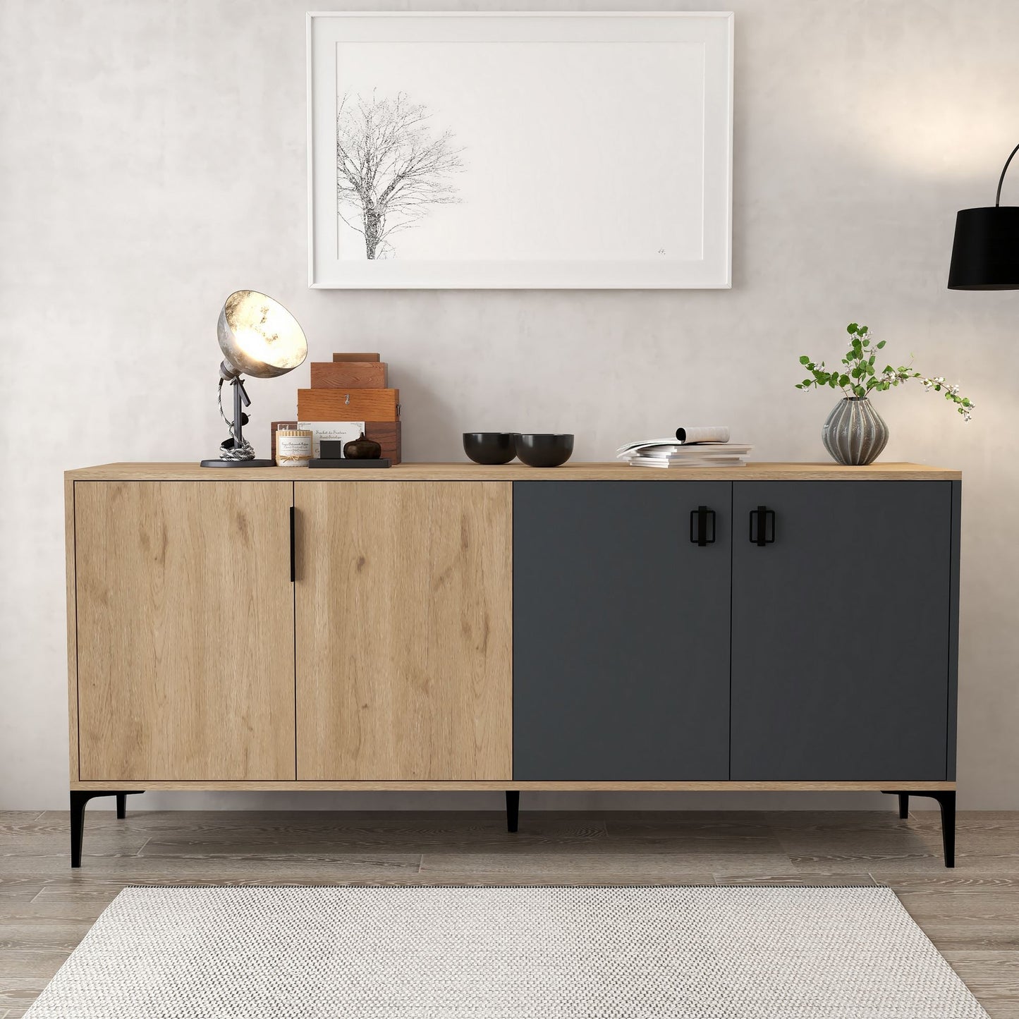 Κονσόλα Μπουφές 180x81x44 εκ Δρυς Sapphire / Ανθρακί 707DWL1245