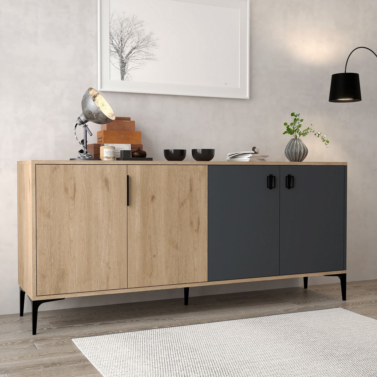 Κονσόλα Μπουφές 180x81x44 εκ Δρυς Sapphire / Ανθρακί 707DWL1245