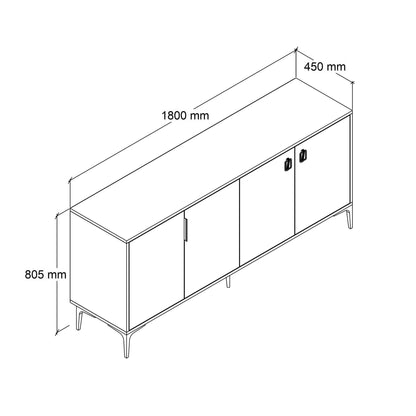 Κονσόλα Μπουφές 180x81x44 εκ Δρυς Sapphire / Ανθρακί 707DWL1245