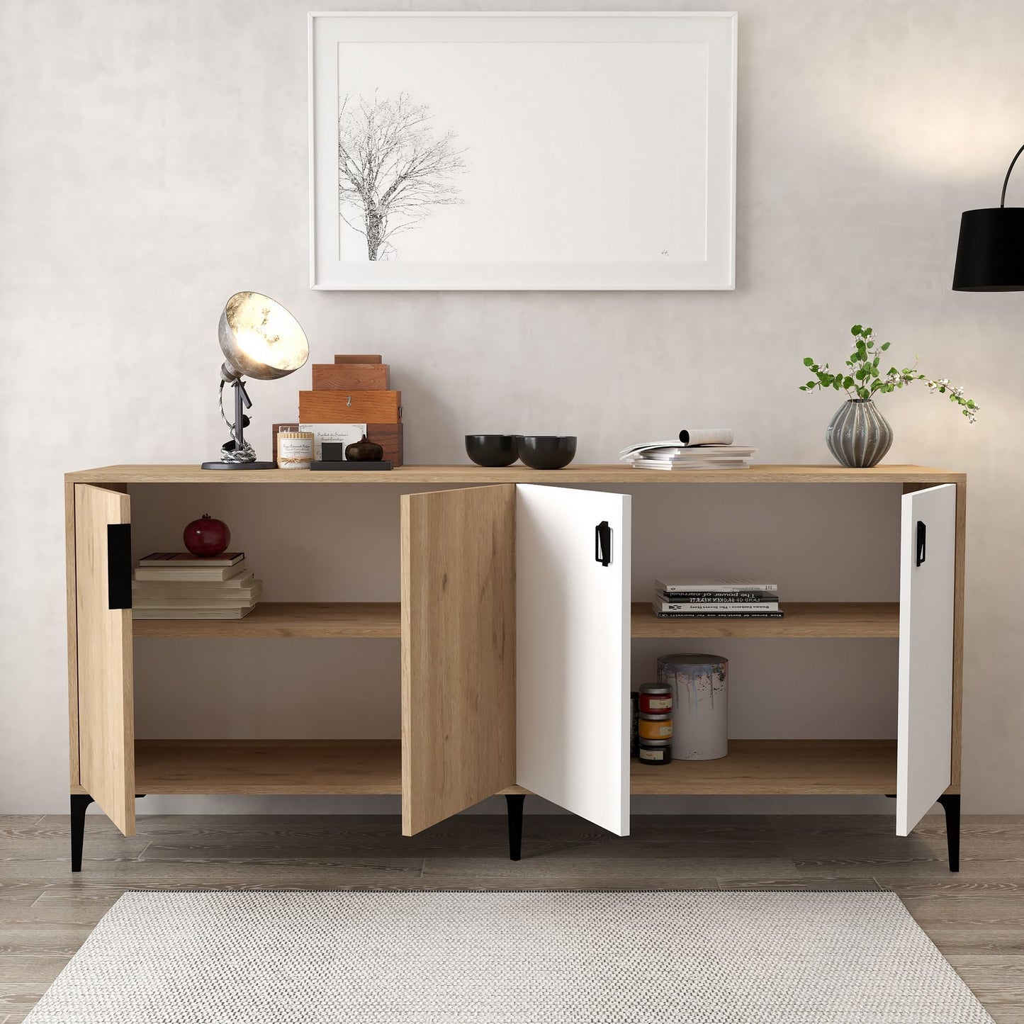 Κονσόλα Μπουφές 180x81x44 εκ Δρυς Sapphire / Λευκό 707DWL1247
