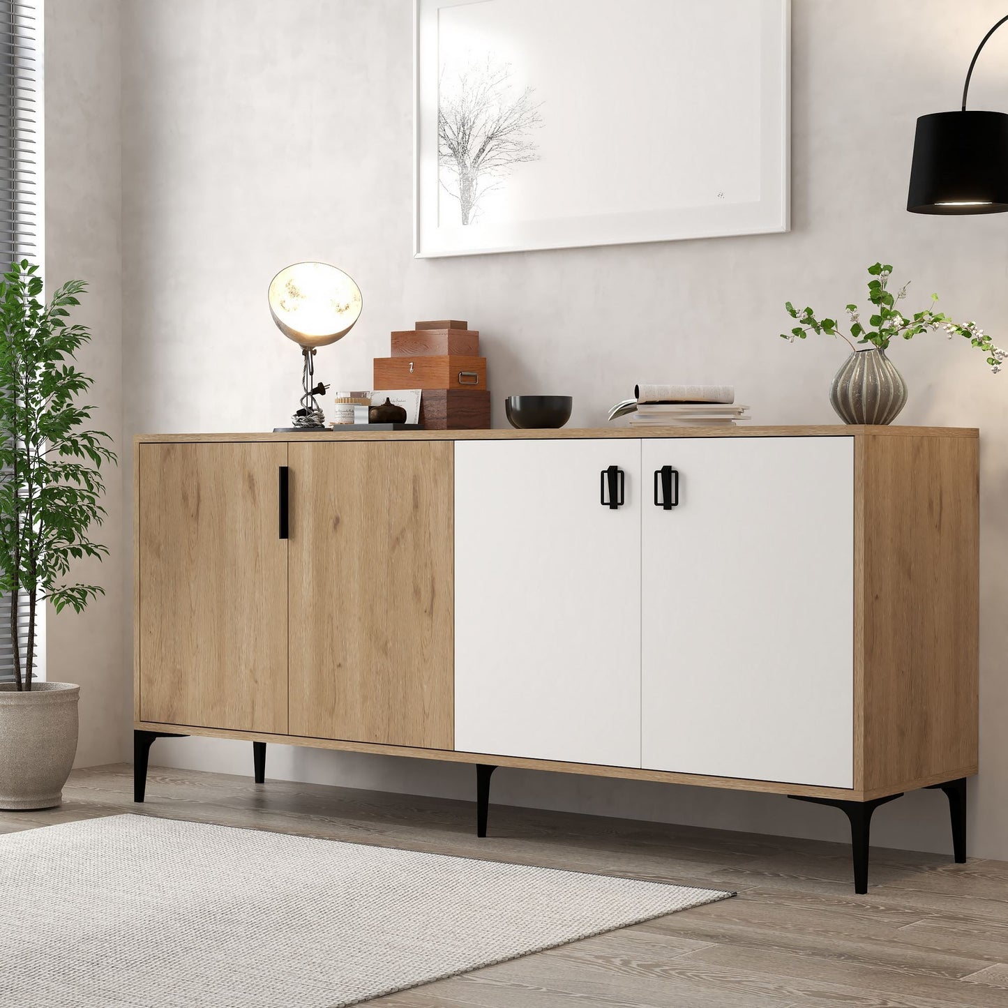 Κονσόλα Μπουφές 180x81x44 εκ Δρυς Sapphire / Λευκό 707DWL1247