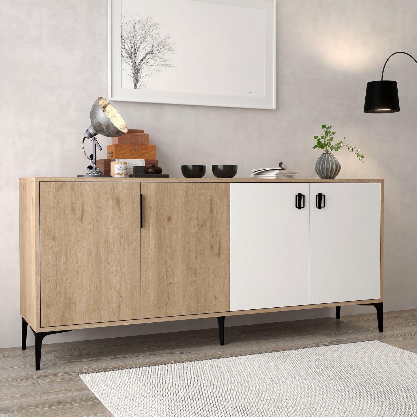 Κονσόλα Μπουφές 180x81x44 εκ Δρυς Sapphire / Λευκό 707DWL1247