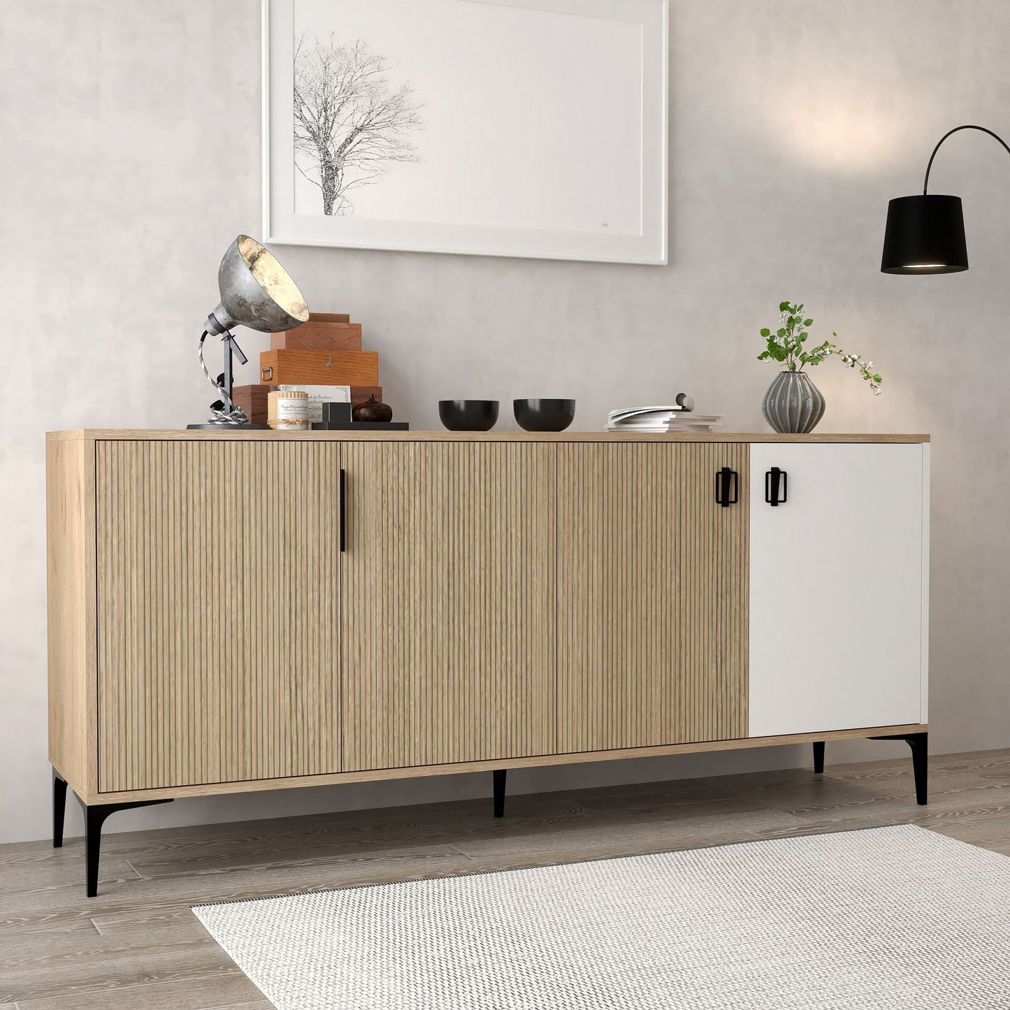 Κονσόλα Μπουφές 180x81x44 εκ Δρυς / Λευκό 707DWL1249