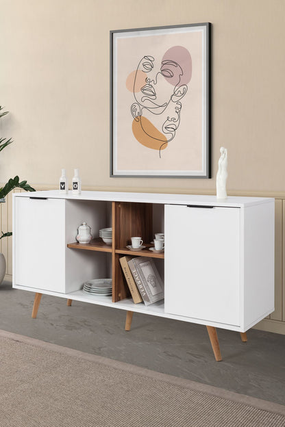 Κονσόλα Μπουφές 160x82x44 εκ Λευκό / Καρυδί 707DWL1251