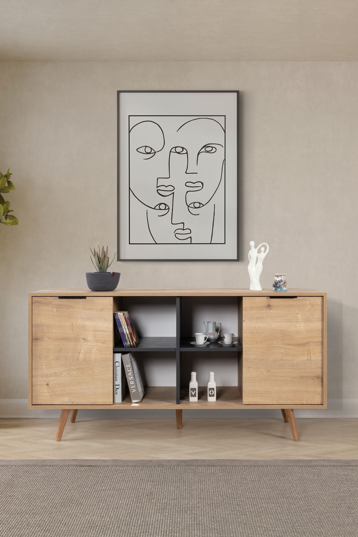 Κονσόλα Μπουφές 160x82x44 εκ Δρυς Sapphire / Ανθρακί 707DWL1252