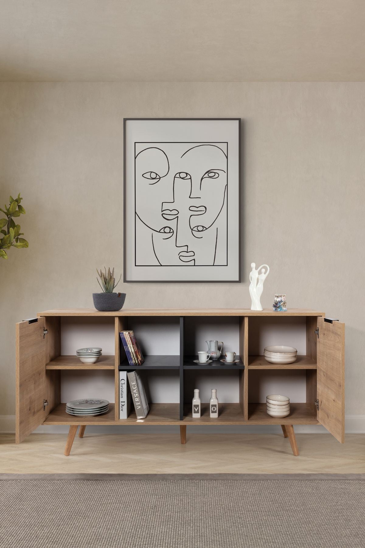 Κονσόλα Μπουφές 160x82x44 εκ Δρυς Sapphire / Ανθρακί 707DWL1252