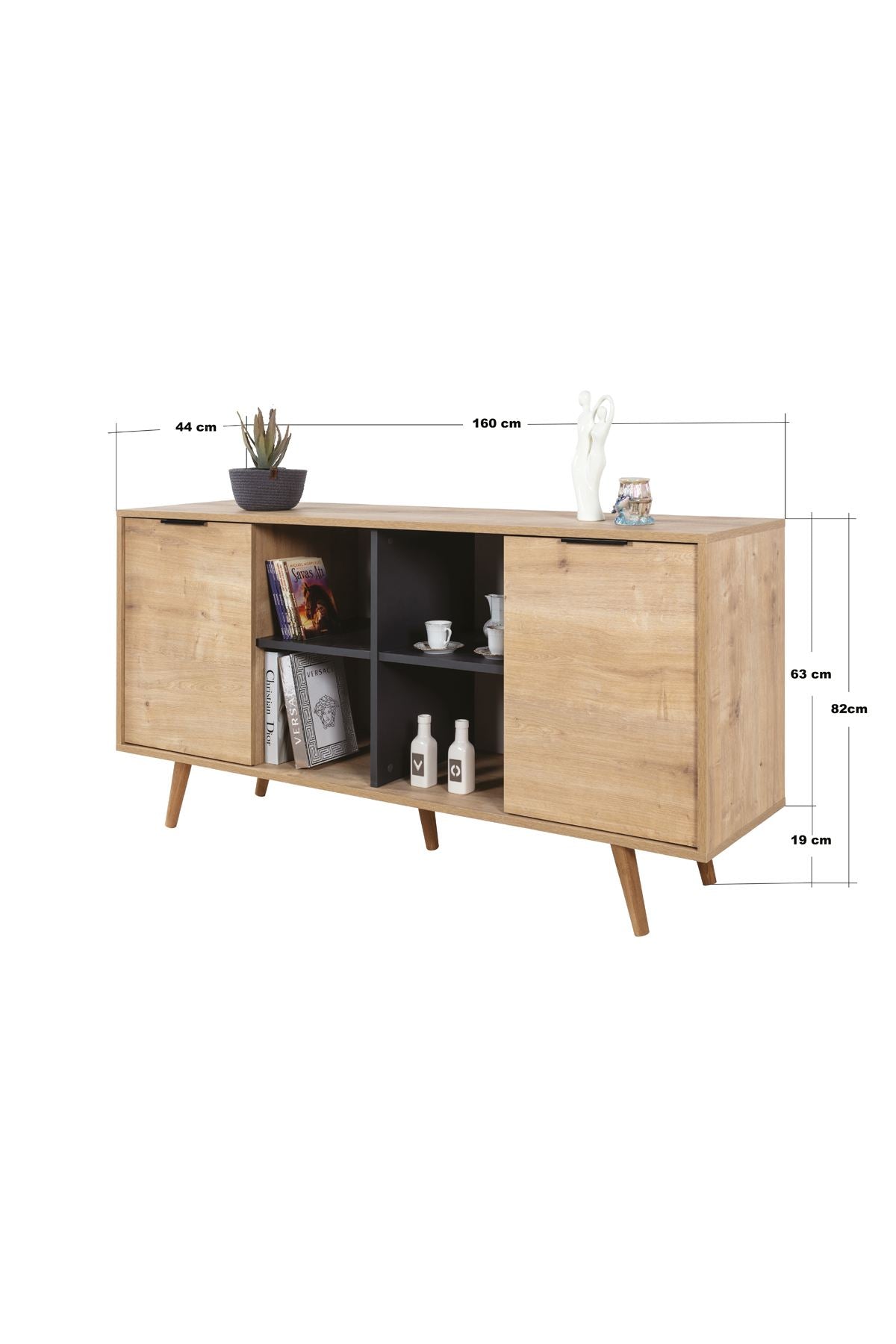 Κονσόλα Μπουφές 160x82x44 εκ Δρυς Sapphire / Ανθρακί 707DWL1252