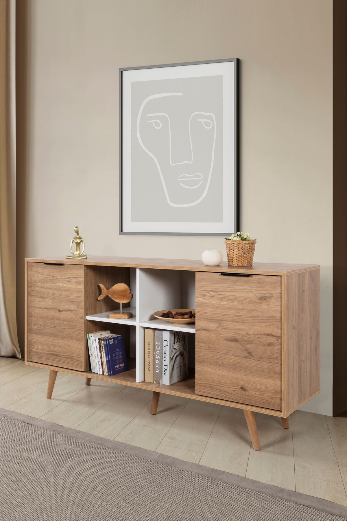 Κονσόλα Μπουφές 160x82x44 εκ Δρυς Sapphire / Λευκό 707DWL1254