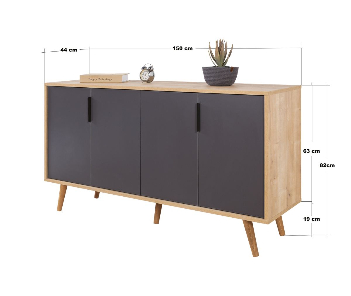 Κονσόλα Μπουφές 150x82x44 εκ Δρυς Sapphire / Ανθρακί 707DWL1258
