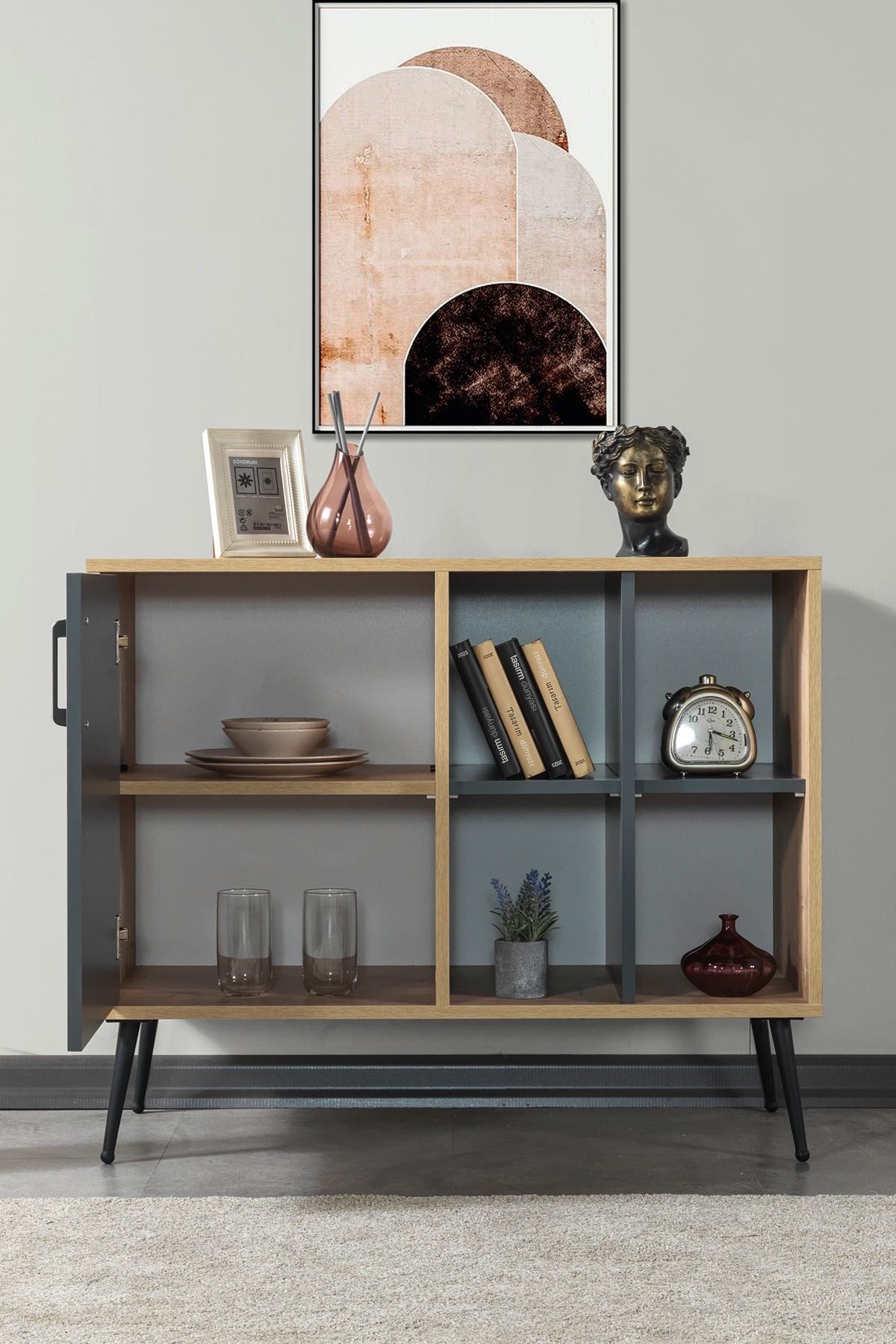 Κονσόλα Μπουφές 100x83x44 εκ Δρυς Sapphire / Ανθρακί 707DWL1263