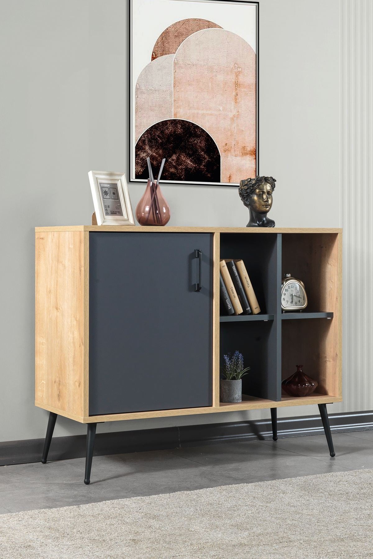 Κονσόλα Μπουφές 100x83x44 εκ Δρυς Sapphire / Ανθρακί 707DWL1263