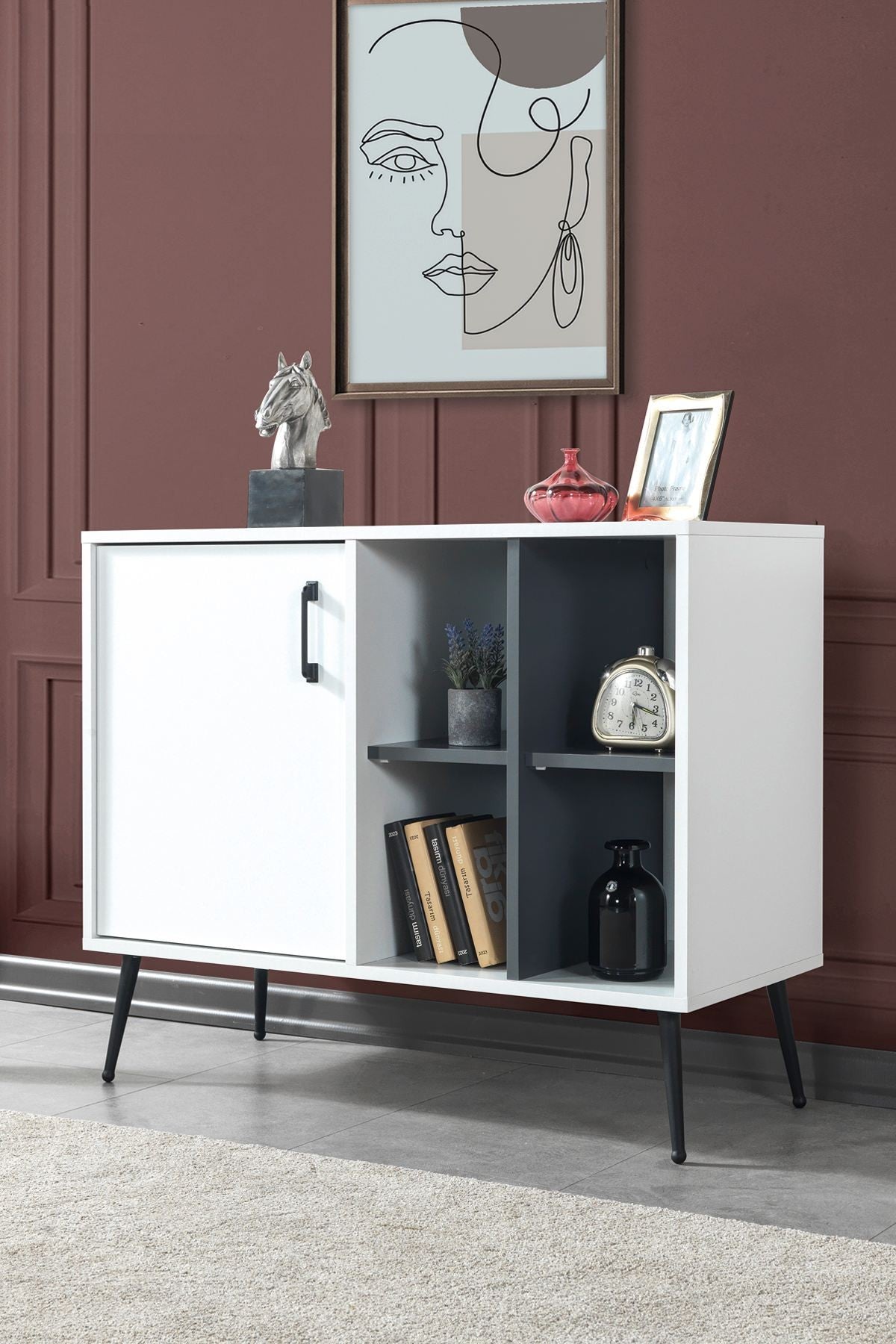 Κονσόλα Μπουφές 100x83x44 εκ Λευκό / Ανθρακί 707DWL1266