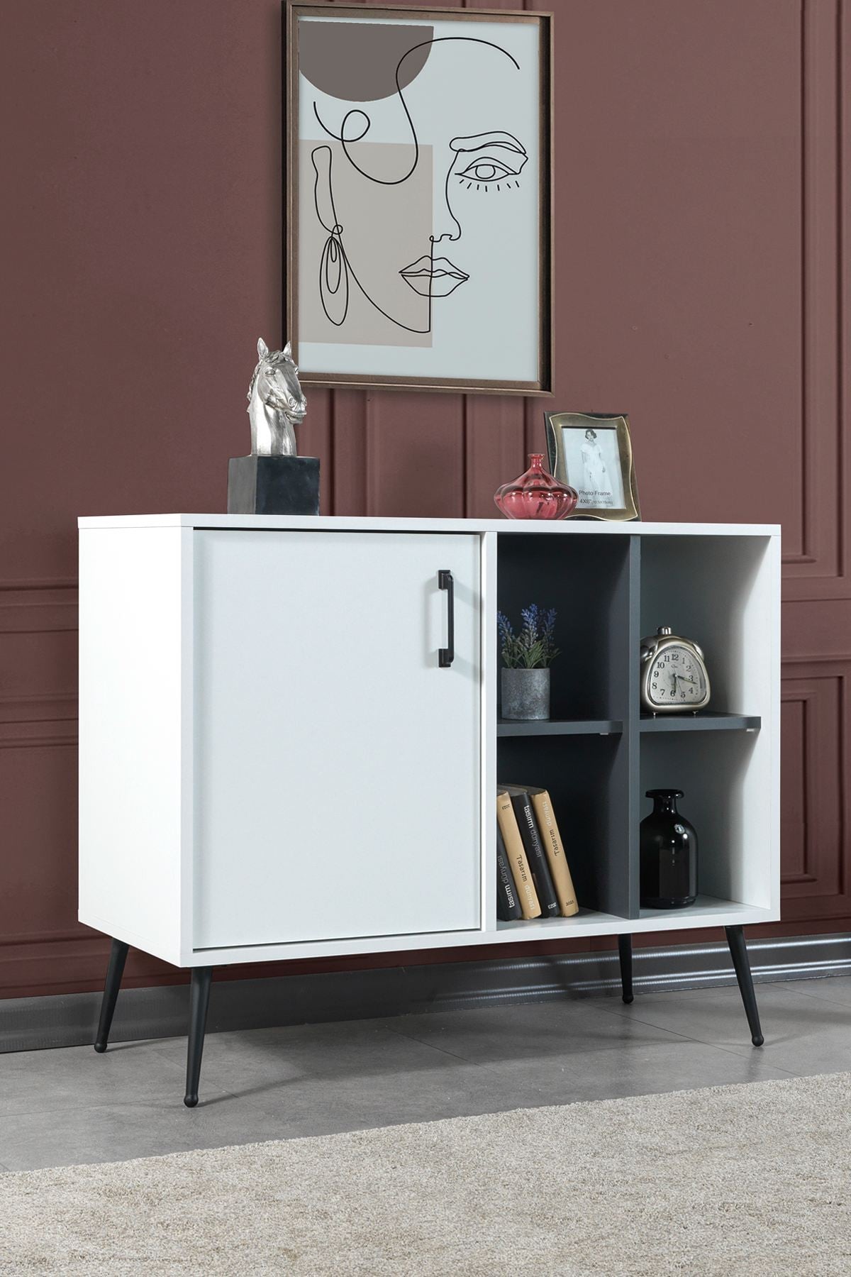 Κονσόλα Μπουφές 100x83x44 εκ Λευκό / Ανθρακί 707DWL1266