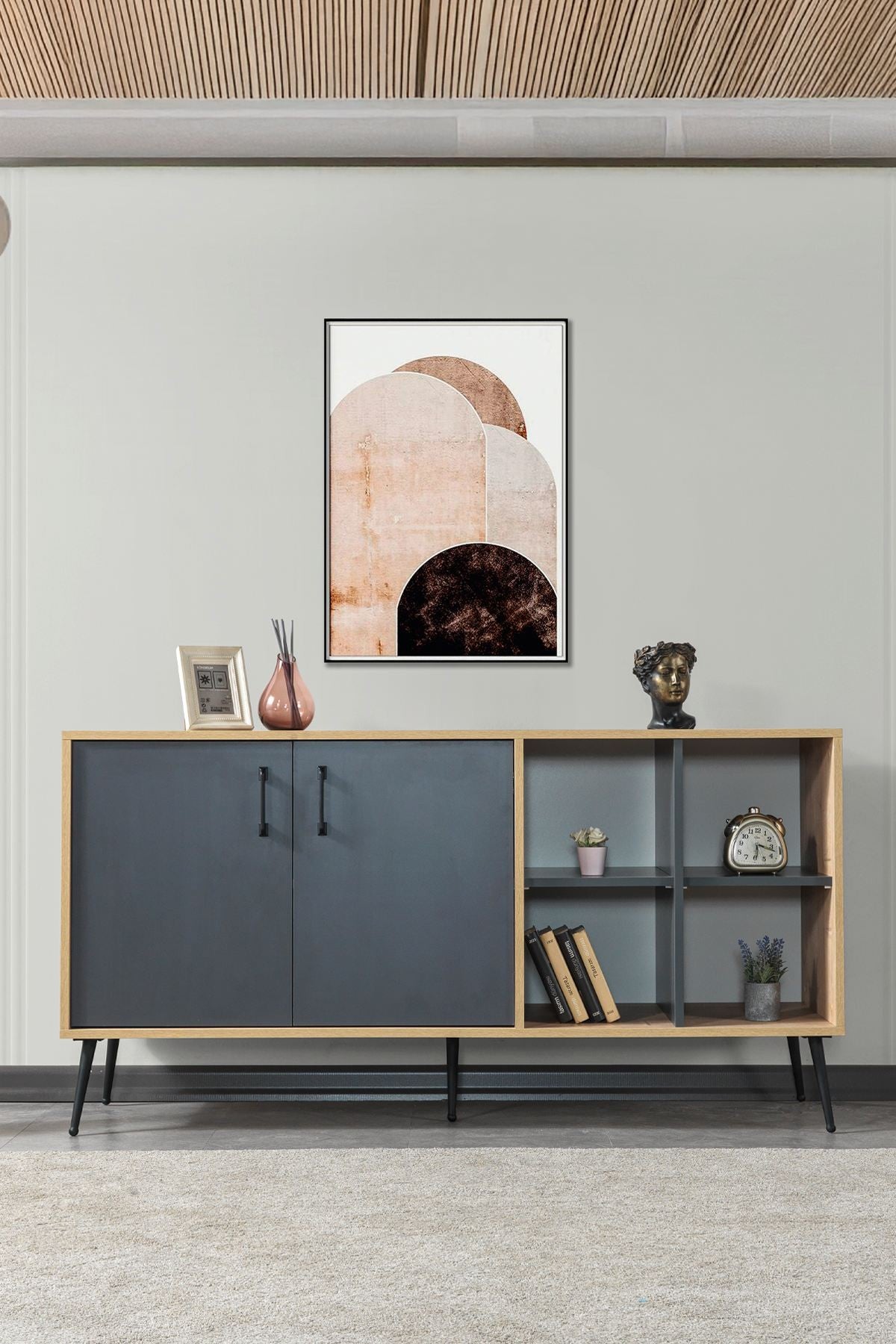 Κονσόλα Μπουφές 160x83x44 εκ Δρυς Sapphire / Ανθρακί 707DWL1268