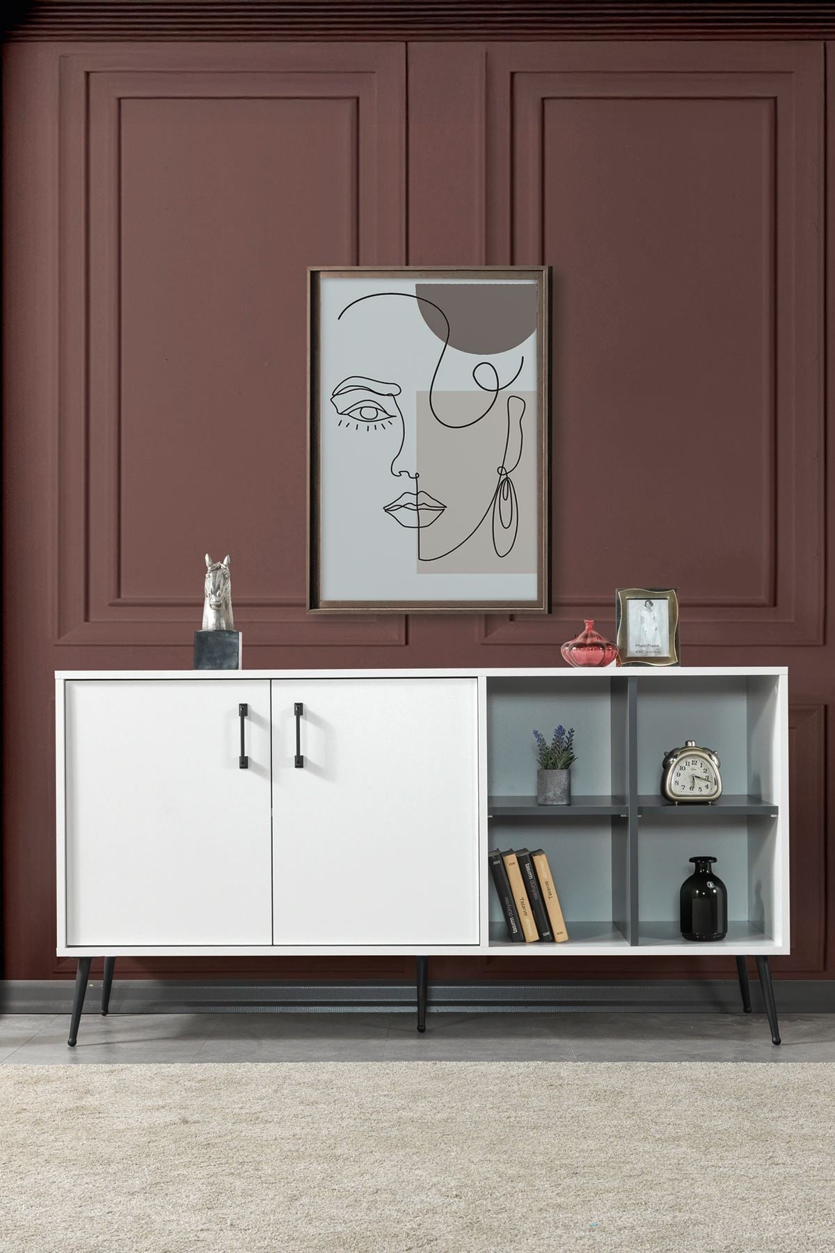 Κονσόλα Μπουφές 160x83x44 εκ Λευκό / Ανθρακί 707DWL1271