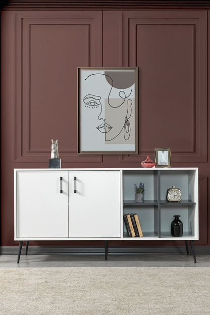 Κονσόλα Μπουφές 160x83x44 εκ Λευκό / Ανθρακί 707DWL1271