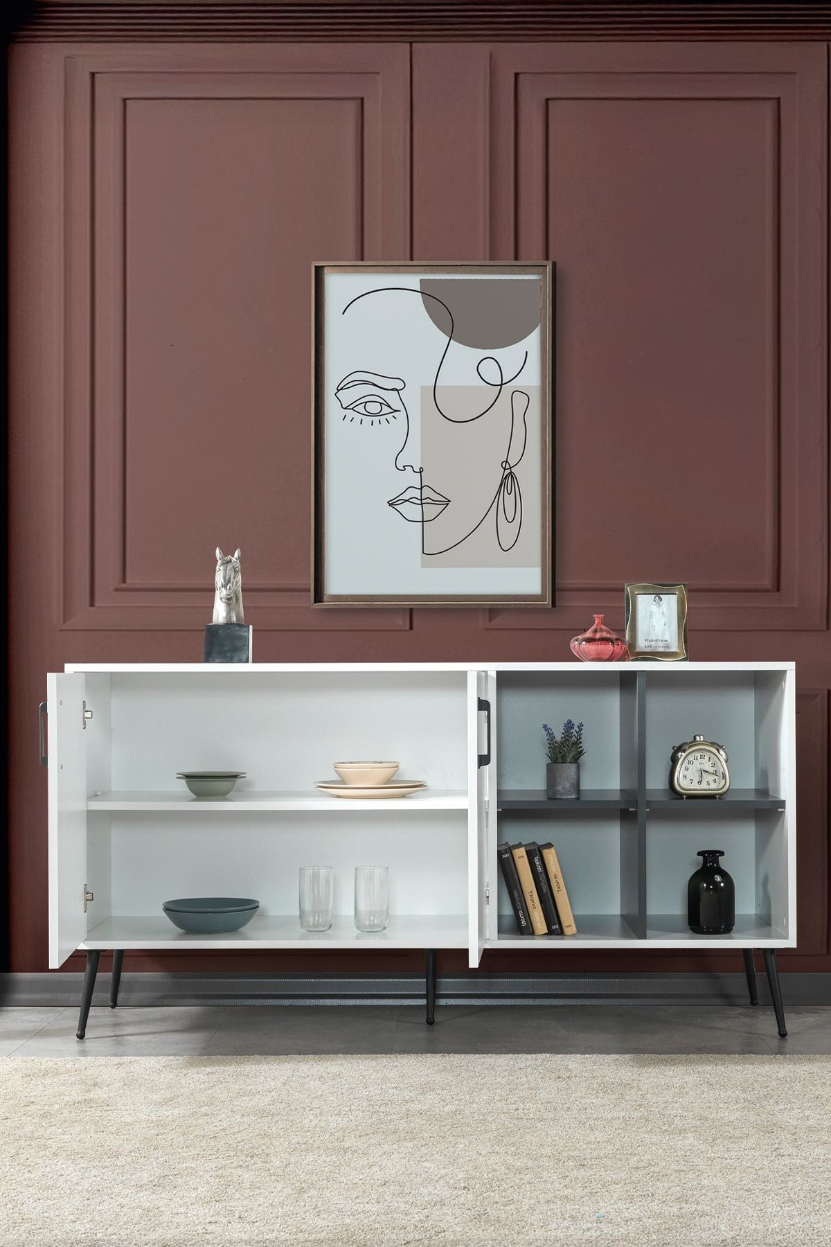 Κονσόλα Μπουφές 160x83x44 εκ Λευκό / Ανθρακί 707DWL1271