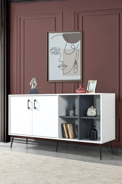 Κονσόλα Μπουφές 160x83x44 εκ Λευκό / Ανθρακί 707DWL1271
