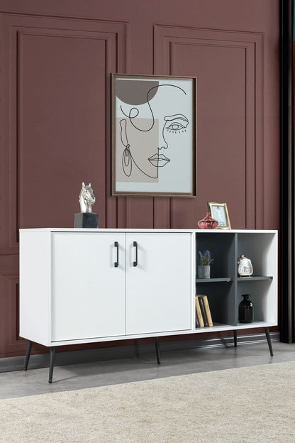 Κονσόλα Μπουφές 160x83x44 εκ Λευκό / Ανθρακί 707DWL1271