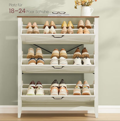 Παπουτσοθήκη για είσοδο για 18-24 ζευγάρια παπούτσια Έπιπλο Εισόδου Vintage Λευκό HS-C301W02