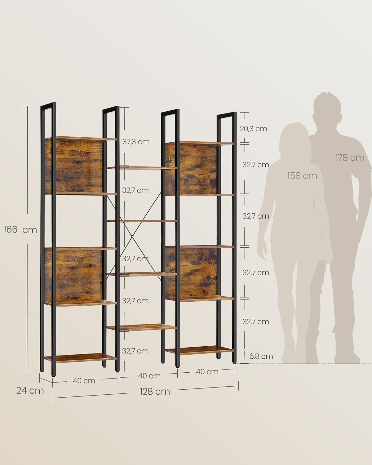 Μεγάλη Βιβλιοθήκη Ράφι για Σαλόνι Γραφείο 166x128x24 εκ  LL-S157K01